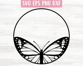 Butterfly Wreath SVG File for Cricut, Cute Border Svg for Girls, Circle Monogram SVG for Vinyl, Round Border SVG Digital Download
