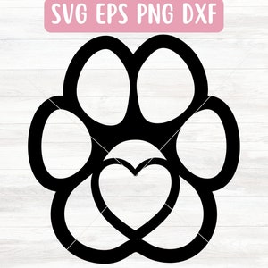 Impression de patte coeur fichier SVG pour Cricut, patte de chien PNG, sticker voiture SVG pour vinyle, empreinte de patte Png, patte de chat Png, téléchargement de fichier Svg pour amoureux des chiens