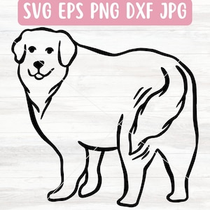 Fichier SVG Grandes Pyrénées pour Cricut, contour chien SVG pour Silhouette, téléchargement de fichier SVG pour amoureux des chiens, chien mignon Svg pour vinyle, Svg queue de chien
