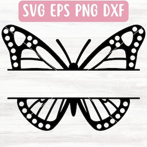 Arquivo SVG de borboleta dividida para Cricut, nome de borboleta SVG para Silhouette, arquivo SVG de monograma dividido para download, monograma de borboleta SVG para vinil