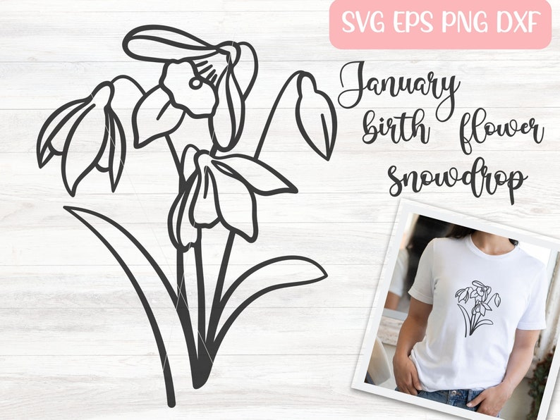 January Birth Month Flower SVG File for Cricut Snowdrop Etsy Sweden