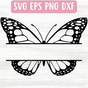 Fichier SVG papillon fendu pour Cricut, nom de papillon SVG pour Silhouette, téléchargement de fichier SVG monogramme fendu, monogramme papillon Svg pour vinyle