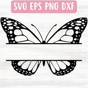 Split Butterfly SVG File for Cricut, Butterfly Name SVG for Silhouette, Split Monogram SVG File Download, Butterfly Monogram Svg for Vinyl