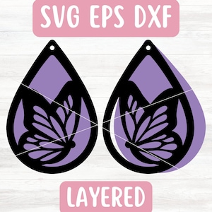 Monarchfalter Schmetterling Ohrring SVG-Datei für Cricut, Layered Ohrring SVG für Glowforge, Laser Cut-Datei, Kunstleder Ohrring SVG-Datei-Download