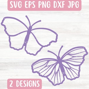Einfacher Schmetterling SVG-Datei für Cricut, Schmetterling Umriss SVG für Silhouette, lila Schmetterling PNG Dateidownload, niedlicher Schmetterling Vektor