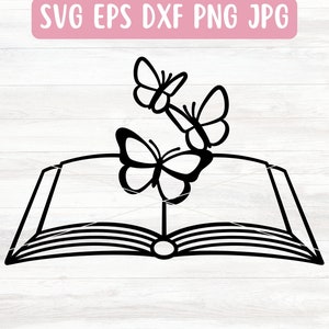 Open boek SVG-bestand voor Cricut, lezing van SVG voor Silhouette, boekoverzicht SVG-bestand downloaden, leraar cadeau Svg voor vinyl, schoolbenodigdheden Svg