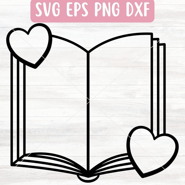 Heart Book SVG File for Cricut, Book Bag SVG Vector, Librarian Svg for Tote Bag, Book Nerd Svg, Open Book Svg, Bookish Svg, Book Lover Svg