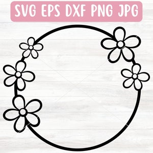 Floral Frame SVG File for Cricut, Flower Circle PNG File Download, Flower Wreath Svg for Silhouette, Circle Border Design