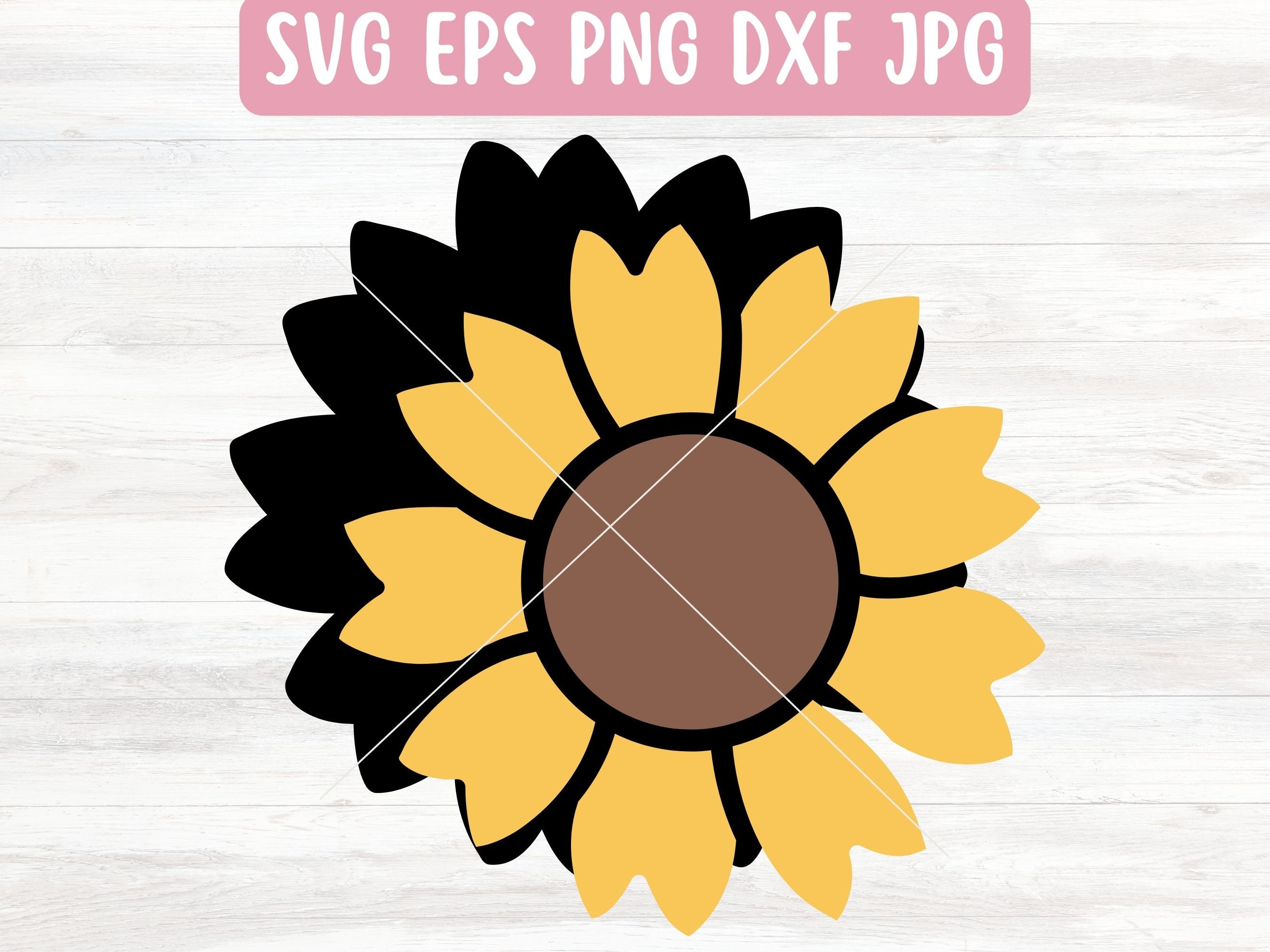 Simple Sunflower SVG File for Cricut, Layered Flower SVG File Download