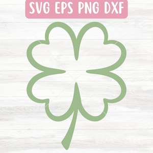 Archivo SVG de trébol de cuatro hojas para Cricut, SVG de contorno de trébol para silueta, descarga de archivos SVG del día de San Patricio, vector de hoja de trébol