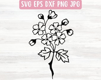 Hawthorn SVG File for Cricut, May Birth Flower SVG for Silhouette, Hawthorn Flower SVG File Download, Floral Branch Svg, Floral Outline Svg