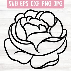 May include: A black and white line drawing of a single rose bud.