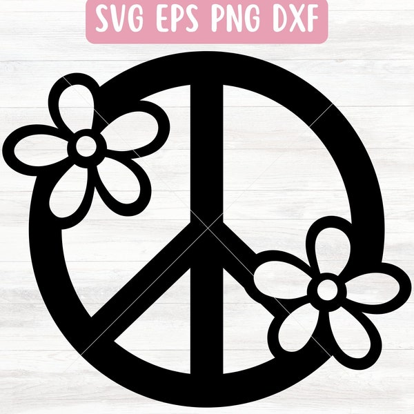 Floral Peace Sign SVG File for Cricut, Hippie SVG, Peace Sign with Flowers Svg, Infusible Ink Svg Shirt Design, Car Decal Svg for Vinyl