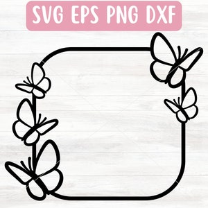 Schmetterling Border SVG-Datei für Cricut, quadratischer Rahmen SVG-Veil, niedliche Border für Mädchen, Schmetterling Rahmen svg digitaler Download