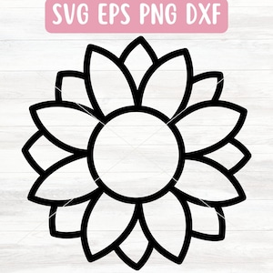 Sonnenblume SVG für Cricut, Blumen Mandala SVG für Vinyl, Infusible Ink svg, Sonnenblume Umriss svg für Abziehbilder, floraler Kreis svg Rahmen
