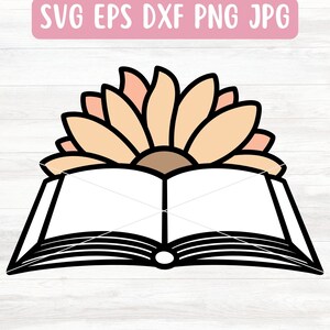 Boek met bloemen SVG-bestand voor Cricut, lezen van SVG voor Silhouette, gelaagde boek SVG-bestand downloaden, leraar cadeau Svg, schoolbenodigdheden Svg