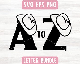 Western Alphabet SVG Files for Cricut, Cowboy Monogram SVG for Silhouette, Cowboy Hat Svg Letters, Rodeo Alphabet Svg File Download