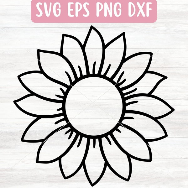 Simple Sunflower SVG File for Cricut, Hand Drawn Flower Svg Keychain, Sunflower Outline SVG, Floral Circle Svg, Car Decal Svg for Vinyl