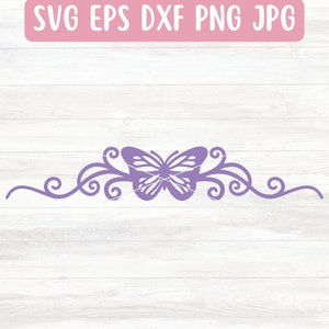 Schmetterling Border SVG-Datei für Cricut, Text Divider SVG für Silhouette, Schmetterling Border Design PNG transparent, Swirl Border svg Vektor