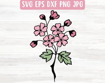 Hawthorn SVG File for Cricut, May Birth Flower SVG for Silhouette, Hawthorn Flower SVG File Download, Floral Branch Svg, Layered Flower Svg