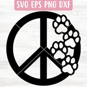 File SVG simbolo di pace per Cricut, PNG zampa di cane, vinile adesivo SVG per decalcomanie per auto, impronta di zampa PNG, download file SVG per amanti dei cani, SVG per amanti dei gatti per silhouette