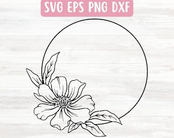 Flower Wreath SVG File for Cricut, Floral Frame SVG for Silhouette, Peony Wreath SVG File Download, Floral Round Svg, Flower Border Svg