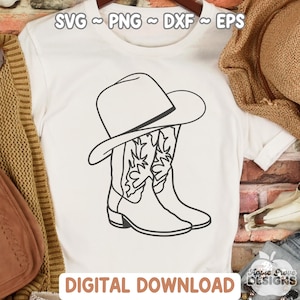 Cowboy Boots and Hat SVG File for Cricut, Rodeo SVG File Download, Cowgirl Boots Svg for Silhouette, Car Decal Svg Vinyl, Country Girl Svg