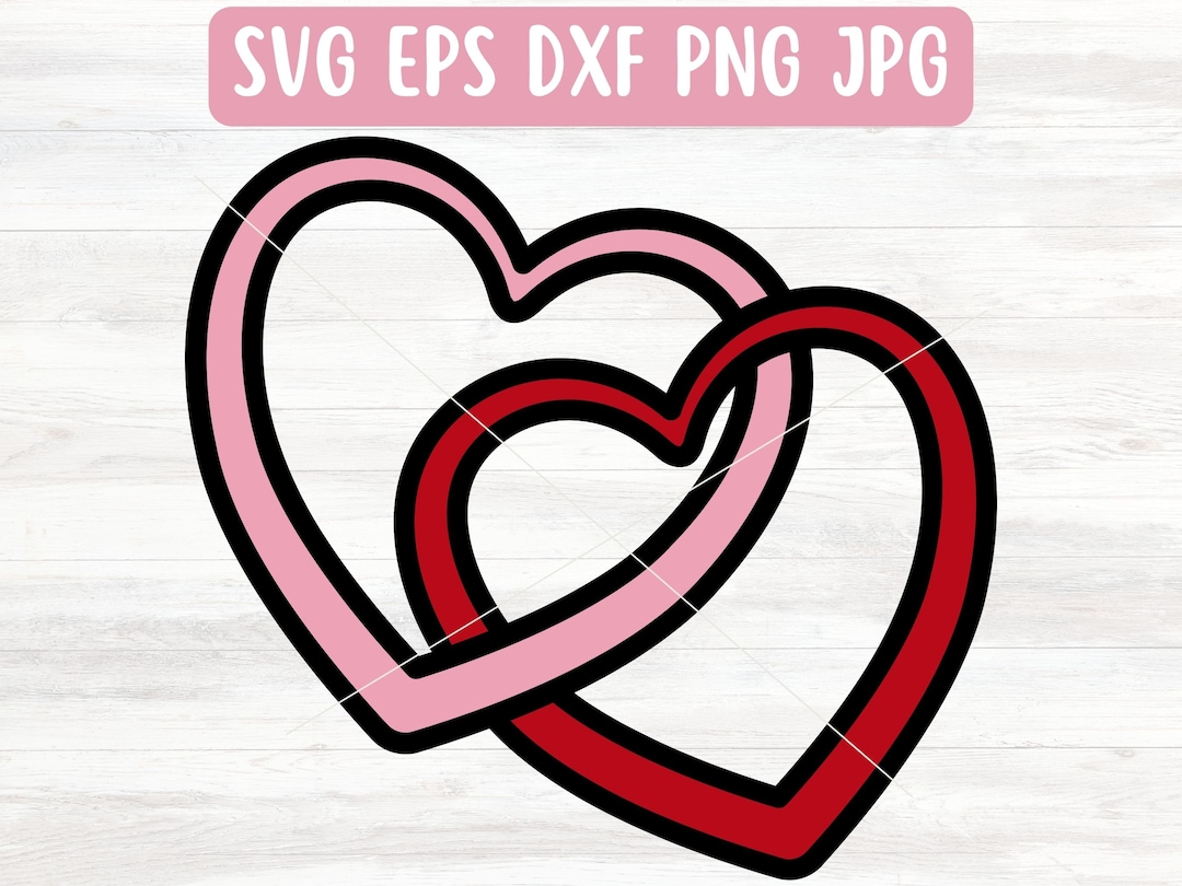 Double Heart SVG File for Cricut, Two Heart Vector, Layered Heart SVG ...