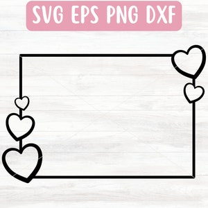 Fichier SVG cadre coeur pour Cricut, vecteur SVG frontière Saint-Valentin, téléchargement numérique SVG de couronne de coeur