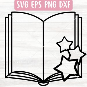 Open boek SVG-bestand voor Cricut, lezing van SVG voor Silhouette, boekoverzicht SVG-bestand downloaden, leraar cadeau Svg voor vinyl, schoolbenodigdheden Svg