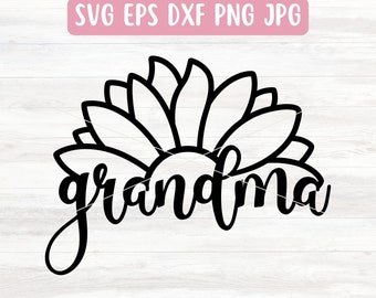 Grandma SVG File for Cricut, Mothers Day SVG Gift, Grandma PNG File Download, Car Decal Svg for Vinyl, Grandma Sunflower Svg for Silhouette