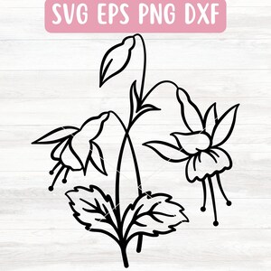 Wildflower SVG-bestand voor Cricut, fuchsia bloem png-bestand downloaden, bloemboeket SVG-vinyl, fuchsia vector, bloemstengel SVG-bestand downloaden