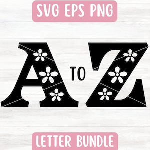 Floral Alphabet SVG Bundel voor Cricut, Flower Monogram SVG Sleutelhanger, Instant Download, Flower Letters SVG voor namen, Car Decal Svg voor Vinyl