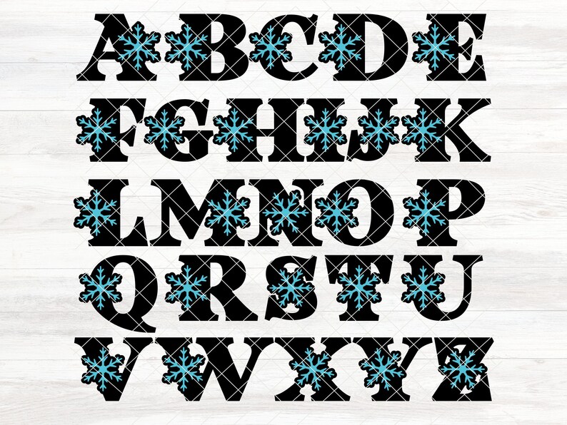 Christmas Monogram SVG File for Cricut, Snowflake Alphabet SVG for ...