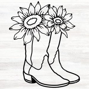 File SVG per stivali da cowgirl per Cricut, file SVG per ragazza di campagna per Silhouette, file SVG per stivali da cowboy con girasoli, file SVG per camicia western, file SVG per decalcomanie per auto in vinile
