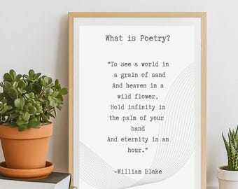 William Blake Poem Print: Literary Art, English Poet Gift (Digital Download)