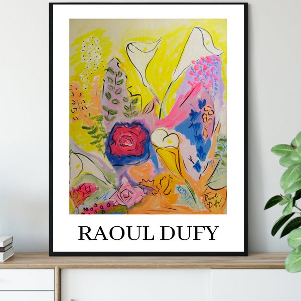 Raoul Dufy, Exhibition poster, Floral Abstract, Print, Advertising, Art exhibition, Museum print, Digital printout, Home decor, Art poster