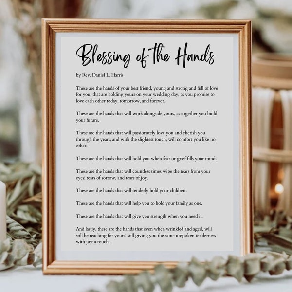 Blessing Of The Hands, Wedding Vows, Marriage Print, Printable Wall Art, Home Sign, Poem, Poster, Inspiration, Wedding Gift, Love Vows