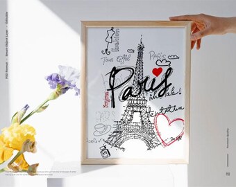 Ilustracja z Paryża: Minimalistyczna sztuka ścienna z Francji (pobranie cyfrowe)