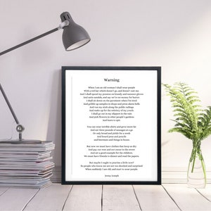 Impression numérique, poème d'avertissement, Jenny Joseph, lorsque je vieillirai, je porterai du violet, poème numérique, cadeau poésie, cadeau pour grand-mère, cadeau d'anniversaire