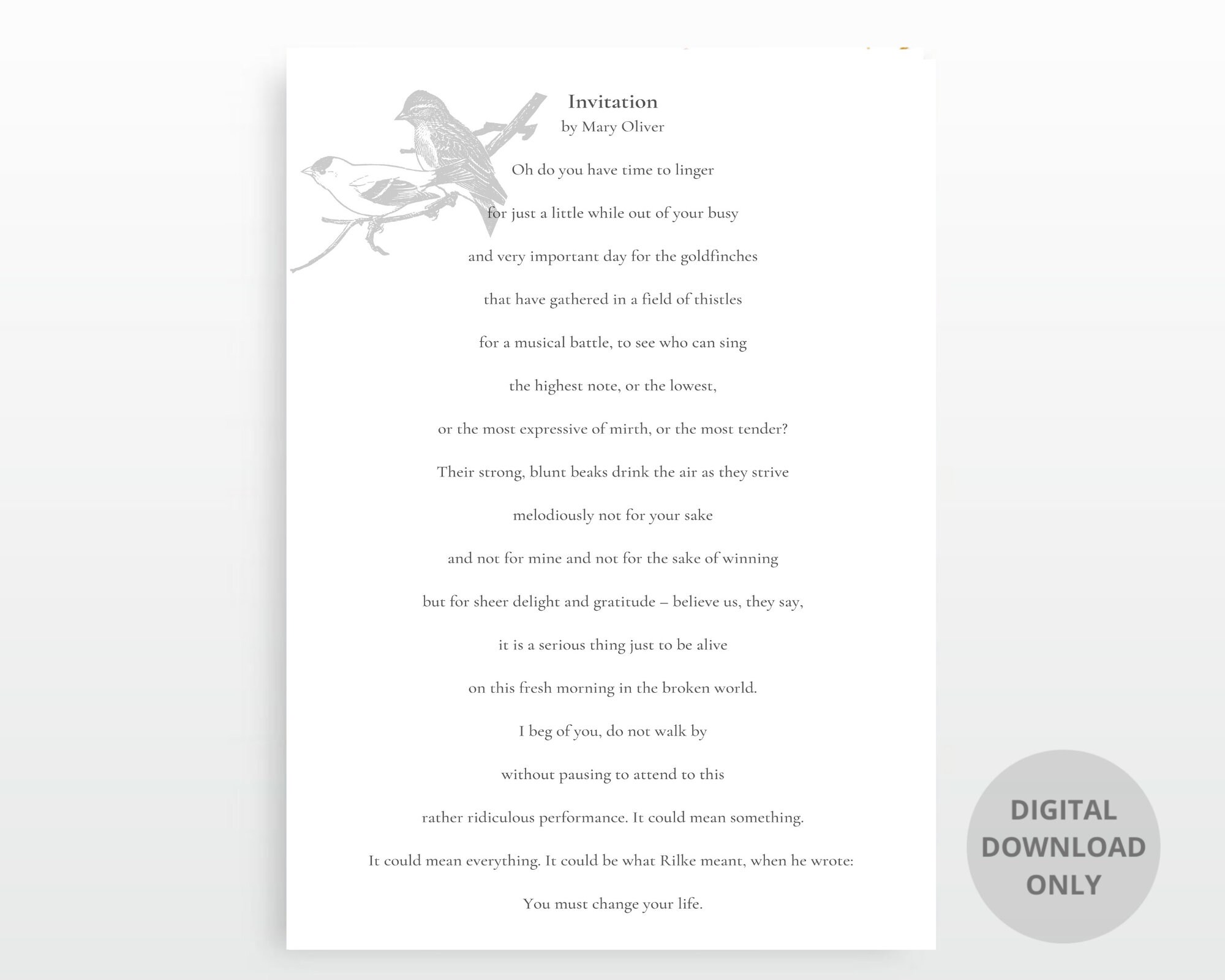 Mary Oliver, Poem, Invitation, Motivation, Inspiration, Print, Wall Art ...