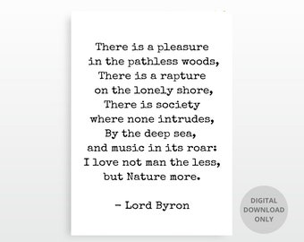 DIGITAL Print, Lord Byron poetry, Nature poem, Literary print, Literary poster, Literature gift, Nature quote, Nature lover, Poems, Digital