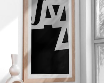 Vintage Jazz Music Poster: Bold Typography Art Print (Digital Download)