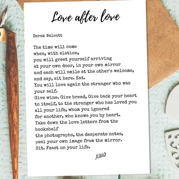 Liebe nach Liebe, Derek Walcott, Gedicht, digital, druckbar, Wandkunst, digitale Gedichte, druckbare Wanddekoration, Frühlingsgedicht, Wandkunst, digitale Kunst