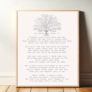The Oak Tree, Poem Print, Wall Art, Home Decor, Digital Download, Poetry, Poems, Famous Poems