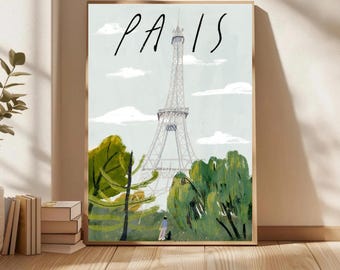 Paris traditional print - France, Eiffel Tower, Paris poster, (Digital Download)