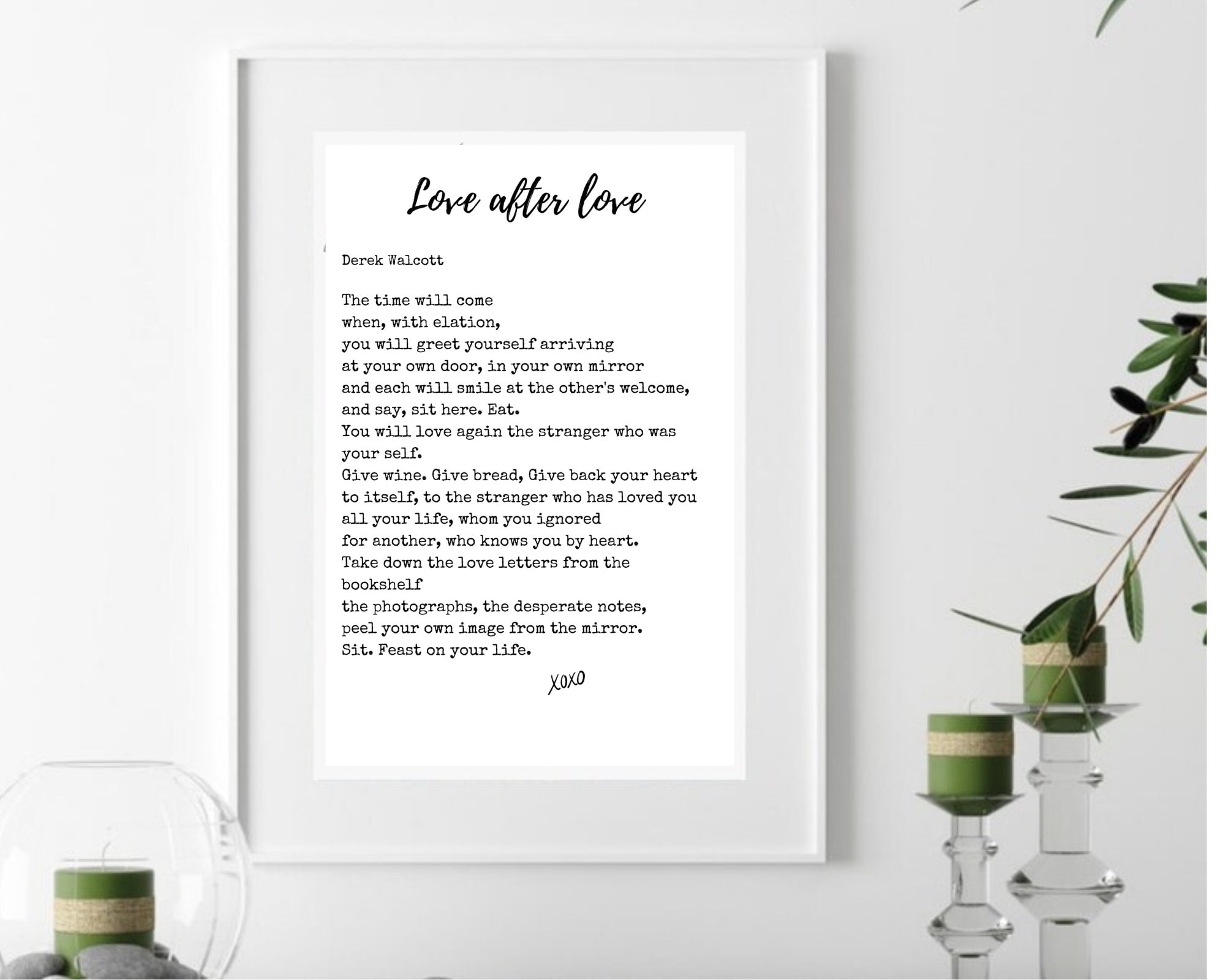 DIGITAL Print, Love After Love, Derek Walcott, Digital, Printable, Wall