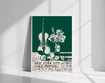 New York Jazz Festival Poster: Mid-Century Modern Music Print
