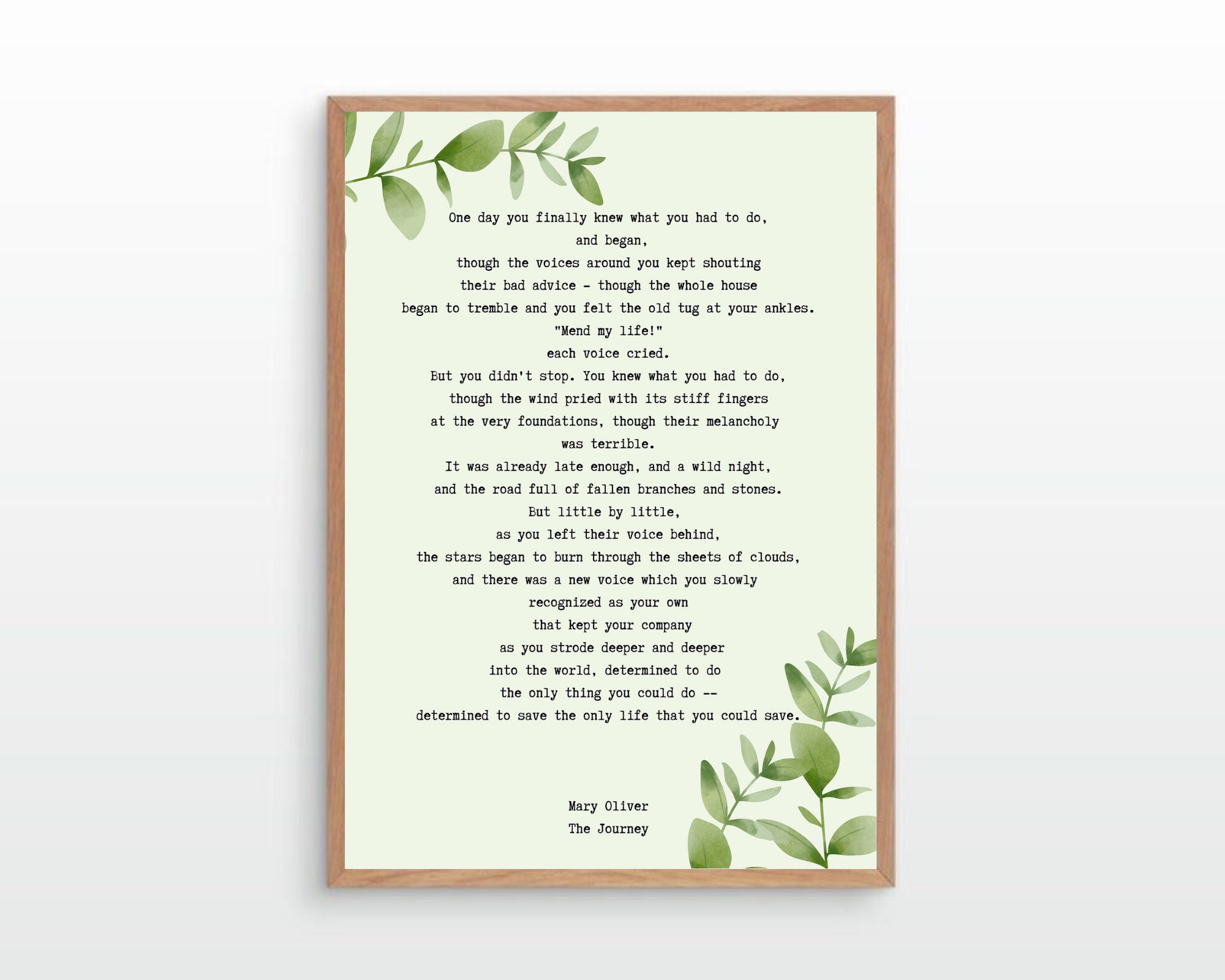 DIGITAL Print, the Journey, Mary Oliver, the Journey Poem, Wall Art ...
