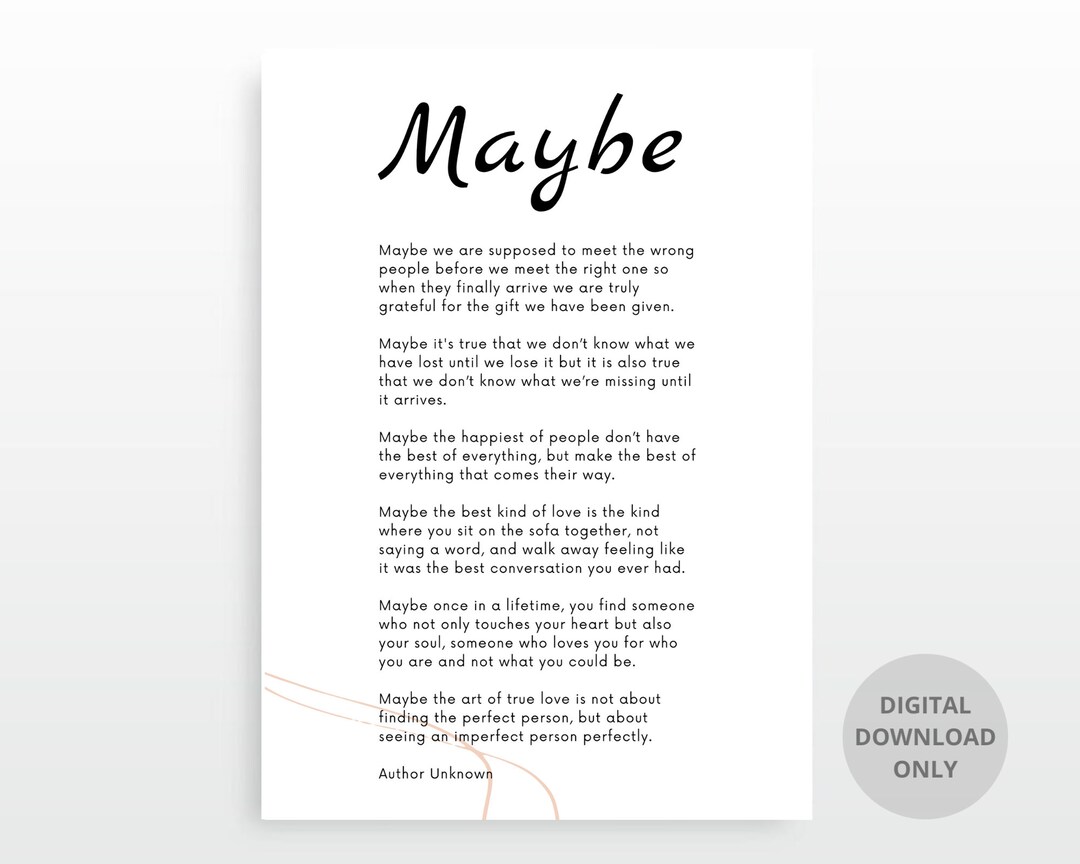 Maybe Poem, Wedding Gift, Lovers Poem, Love Poem, Soulmate Poems
